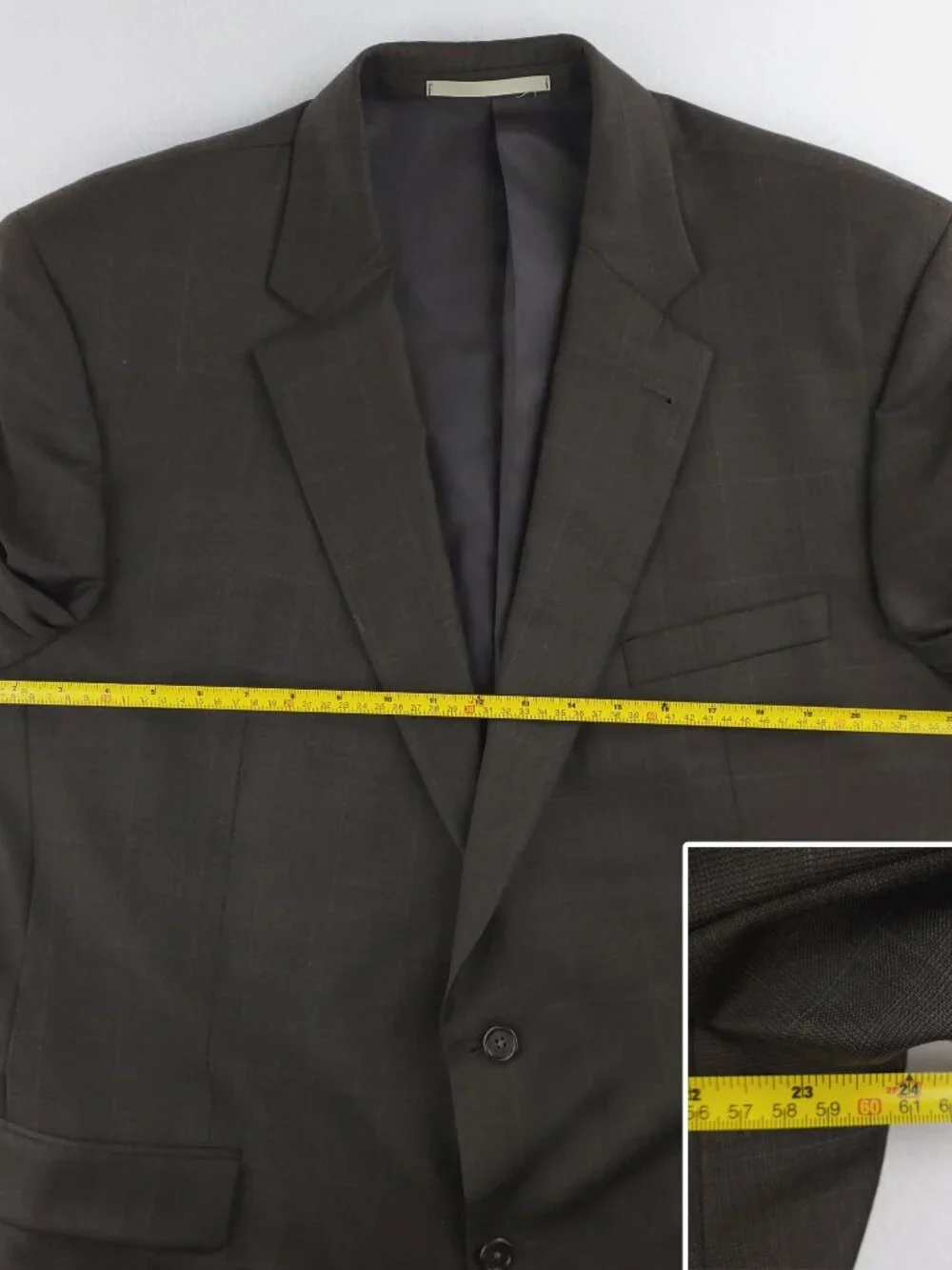 Burberry Vintage Mens Suit Jacket Pants Kensington Windowpane USA Wool 48L 38x32